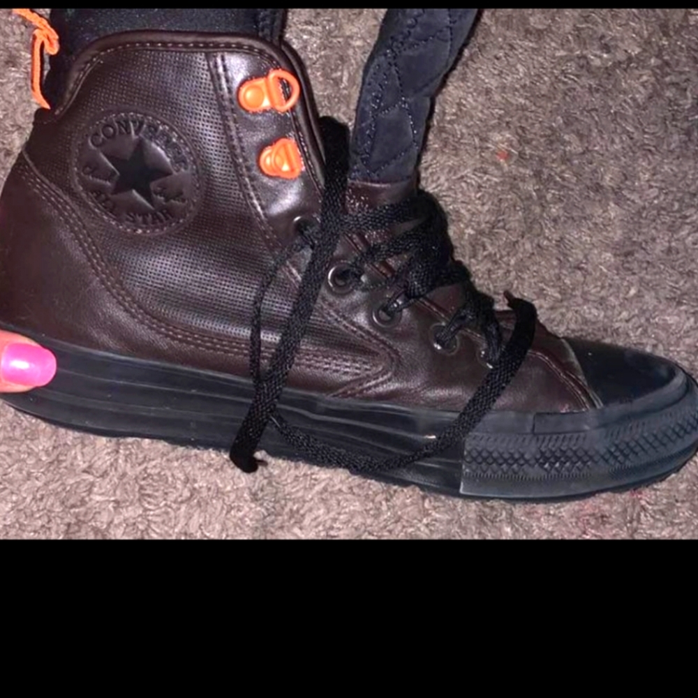 Converse waterproof leather high tops